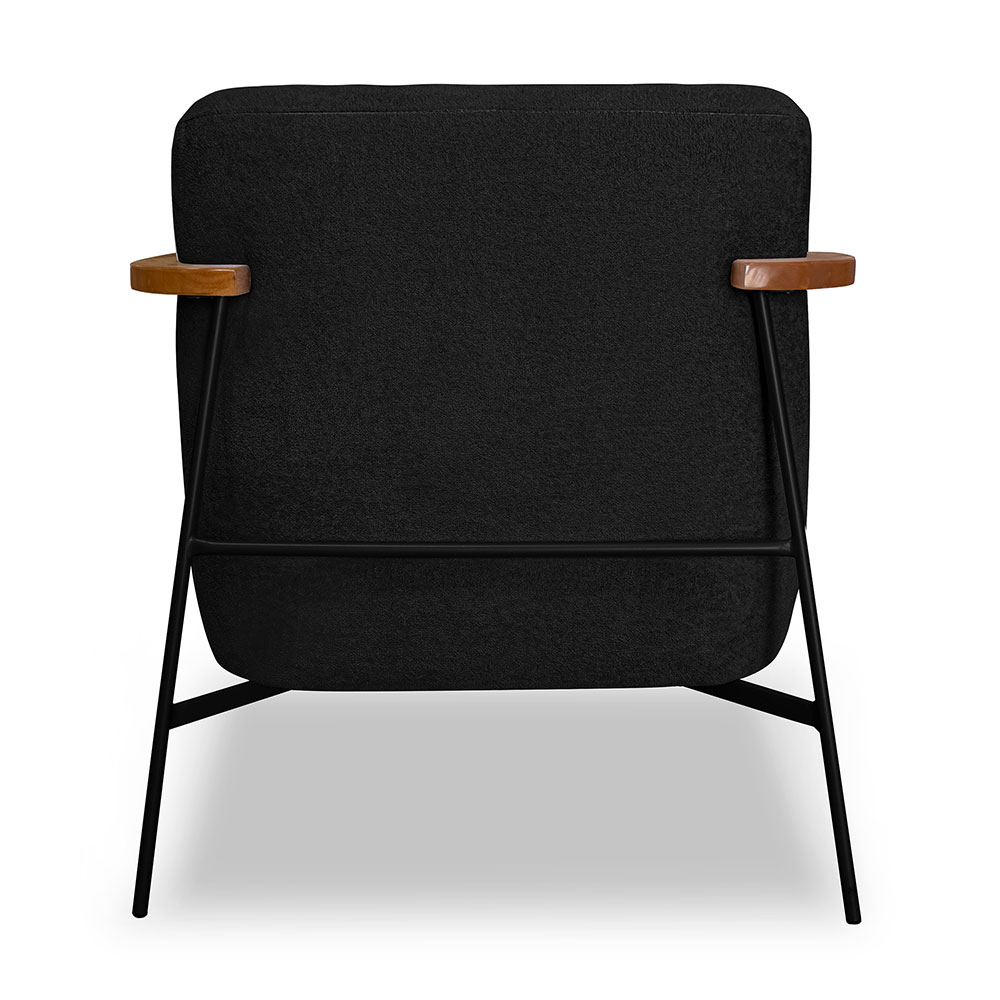 Poltrona Decorativa Celeste Linho Bouclê Preto Base de Ferro Preto - Pallazio