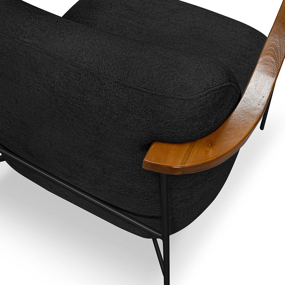 Poltrona Decorativa Celeste Linho Bouclê Preto Base de Ferro Preto - Pallazio