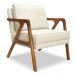 Poltrona Decorativa Luiza Linho Natural Base em Madeira Castanho - Pallazio