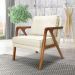 Poltrona Decorativa Luiza Linho Natural Base em Madeira Castanho - Pallazio