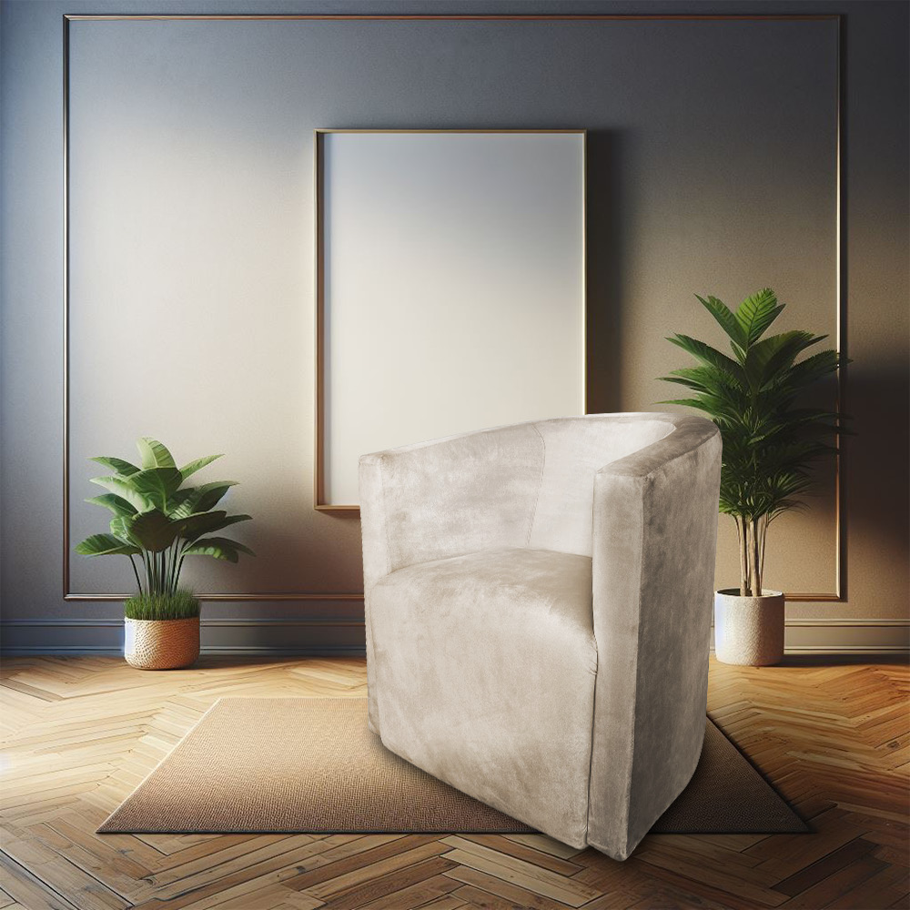 Poltrona Decorativa Lyon Veludo Bege - Pallazio
