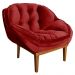 Poltrona Decorativa Marcela Veludo Vermelho Base Madeira Castanho - Pallazio