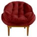 Poltrona Decorativa Marcela Veludo Vermelho Base Madeira Castanho - Pallazio