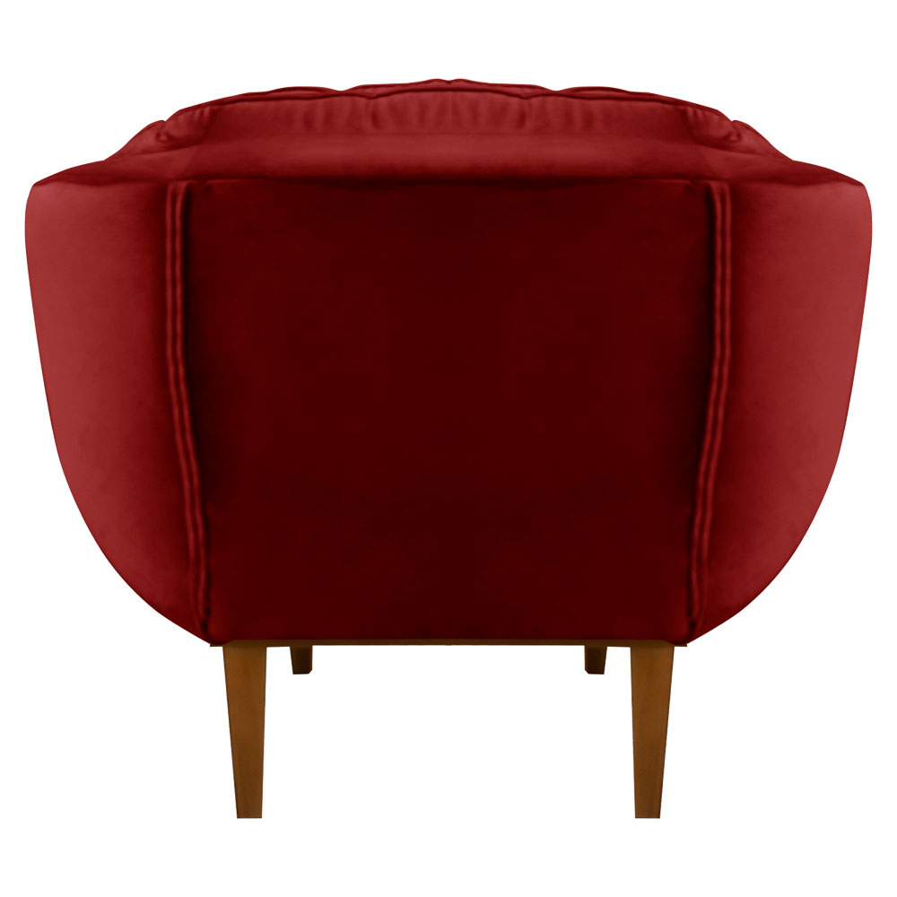 Poltrona Decorativa Marcela Veludo Vermelho Base Madeira Castanho - Pallazio