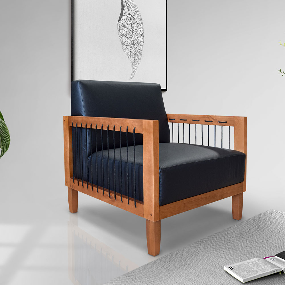 Poltrona Decorativa Marilia Corano Preto Base em Madeira Castanho - Pallazio