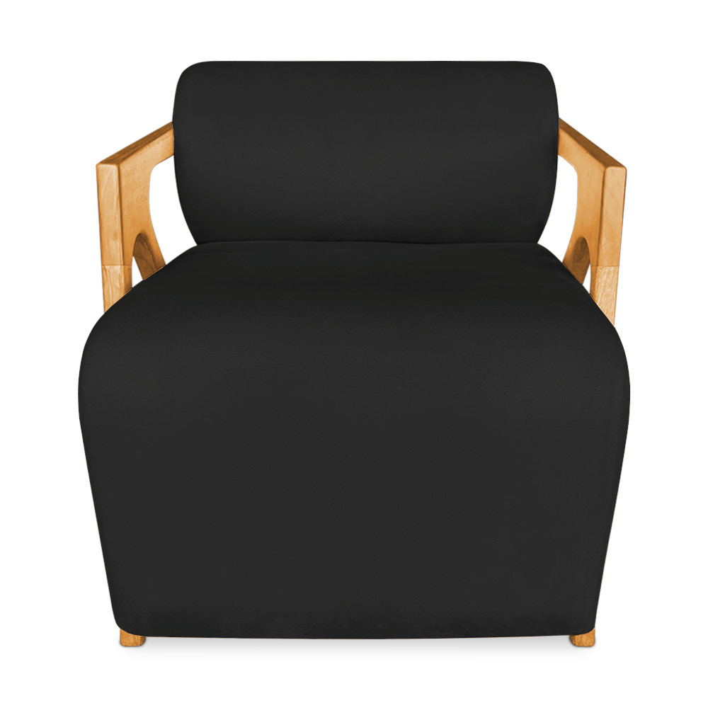 Poltrona Decorativa Marselha Veludo Preto Base de Madeira - Pallazio