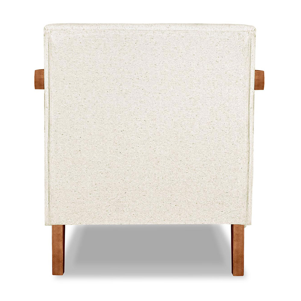 Poltrona Decorativa Natália Linho Natural Base em Madeira Castanho - Pallazio