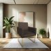 Poltrona Decorativa Nina Suede Marrom Base Metálica Industrial Dourado - Pallazio