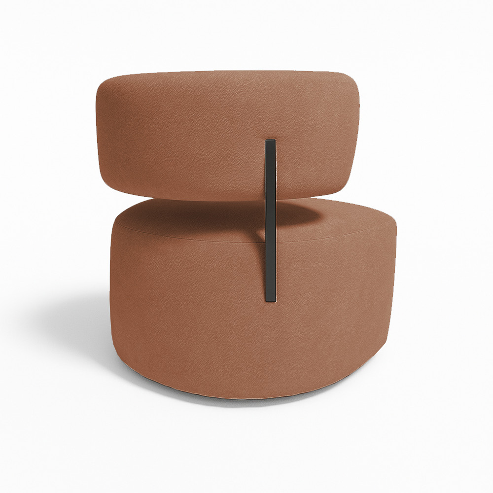 Poltrona Decorativa Orgânica Maya Bouclê Terracota Ferro Preto - Pallazio