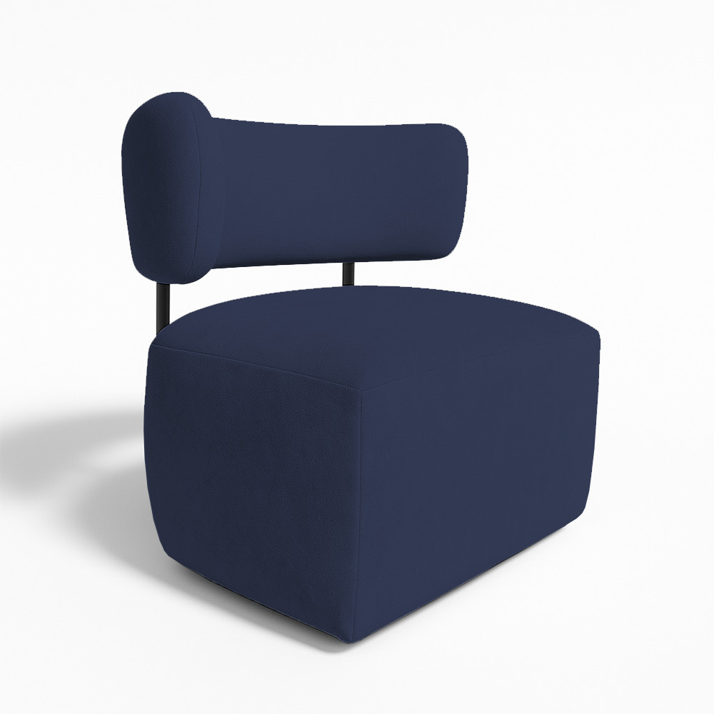 Poltrona Decorativa Orgânica Maya Veludo Azul Marinho Ferro Preto - Pallazio
