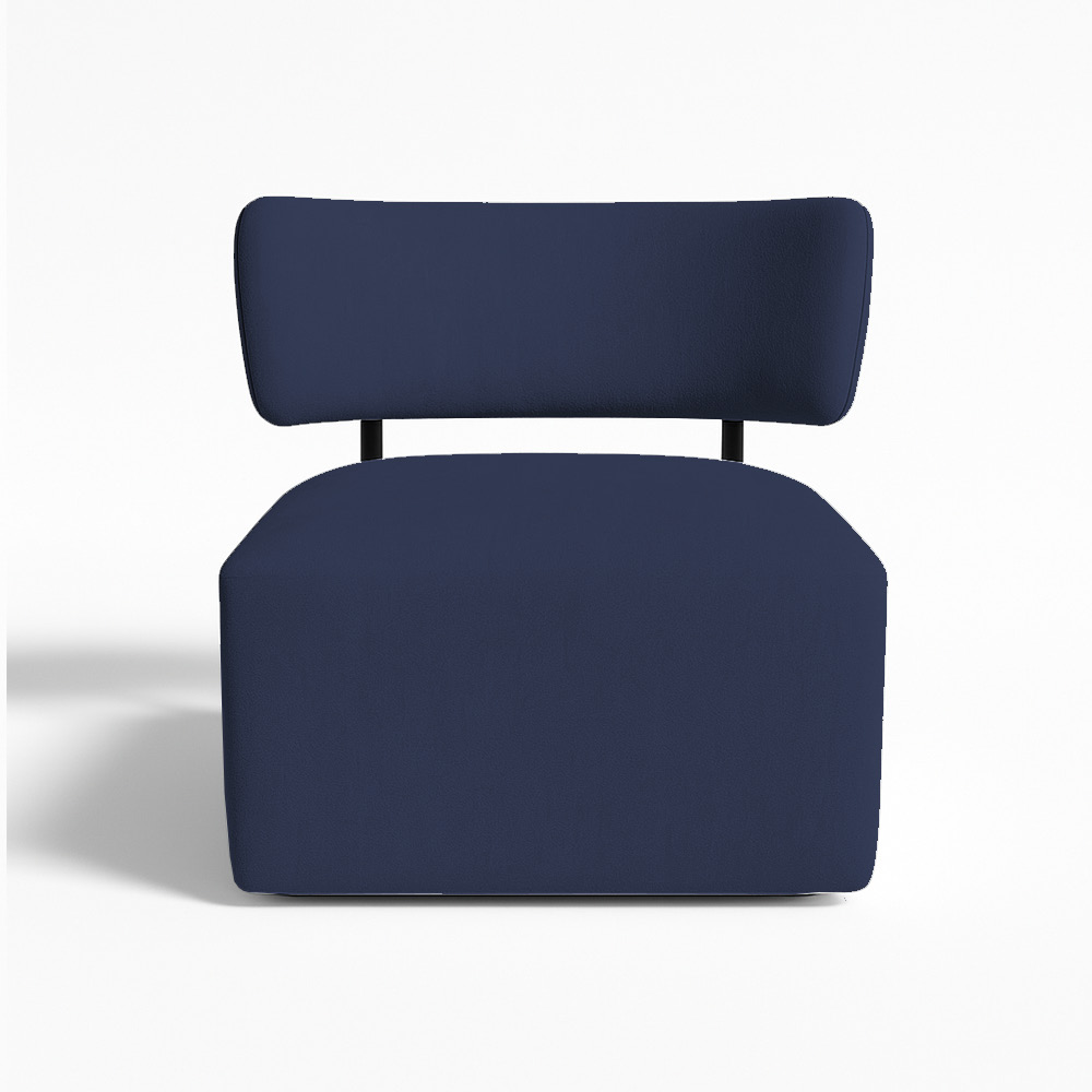 Poltrona Decorativa Orgânica Maya Veludo Azul Marinho Ferro Preto - Pallazio