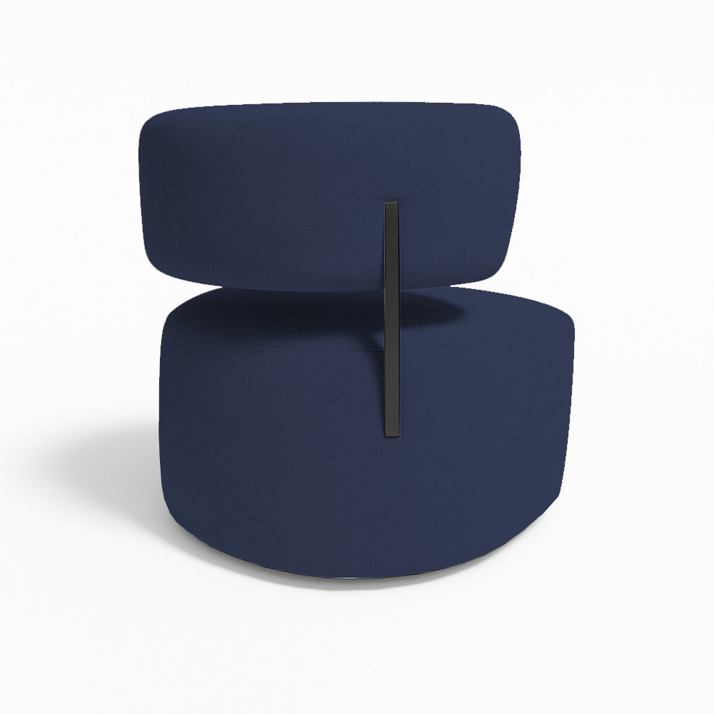 Poltrona Decorativa Orgânica Maya Veludo Azul Marinho Ferro Preto - Pallazio