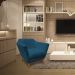 Poltrona Decorativa Pérsia Suede Azul Marinho Pés Chanfrado Castanho - Pallazio