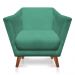 Poltrona Decorativa Pérsia Suede Azul Turquesa Pés Chanfrado Castanho - Pallazio