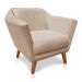 Poltrona Decorativa Pérsia Suede Bege Pés Chanfrado Castanho - Pallazio