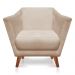 Poltrona Decorativa Pérsia Suede Bege Pés Chanfrado Castanho - Pallazio