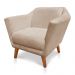 Poltrona Decorativa Pérsia Suede Bege Pés Chanfrado Castanho - Pallazio