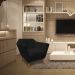 Poltrona Decorativa Pérsia Suede Preto Pés Chanfrado Castanho - Pallazio