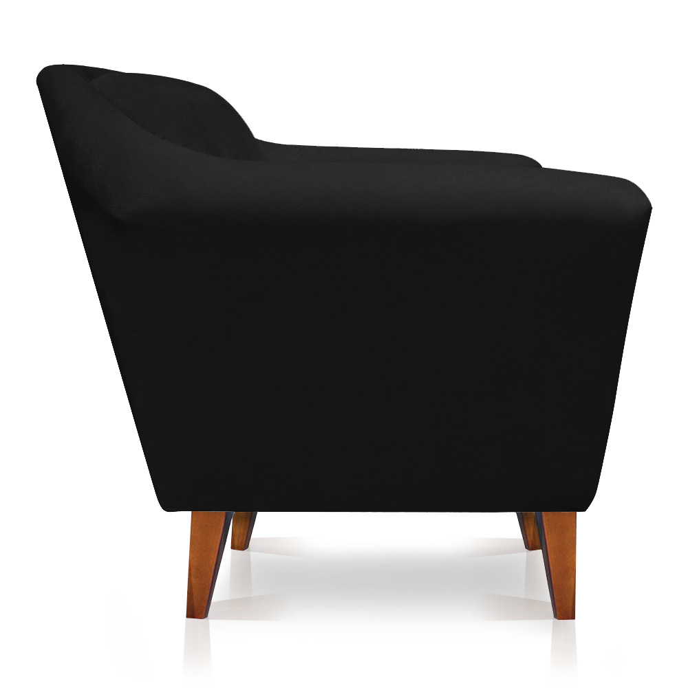 Poltrona Decorativa Pérsia Suede Preto Pés Chanfrado Castanho - Pallazio