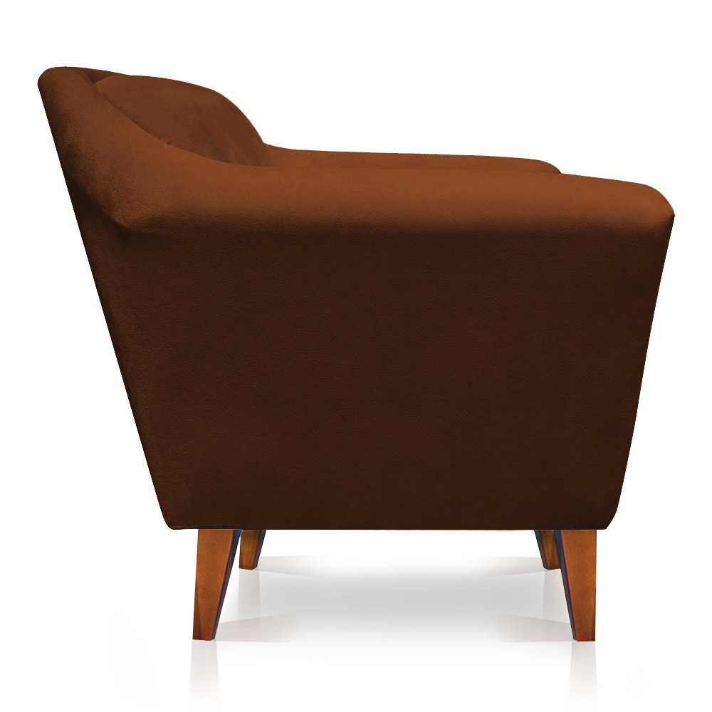 Poltrona Decorativa Pérsia Suede Terracota Pés Chanfrado Castanho - Pallazio