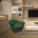 Poltrona Decorativa Pérsia Suede Verde Pés Chanfrado Castanho - Pallazio