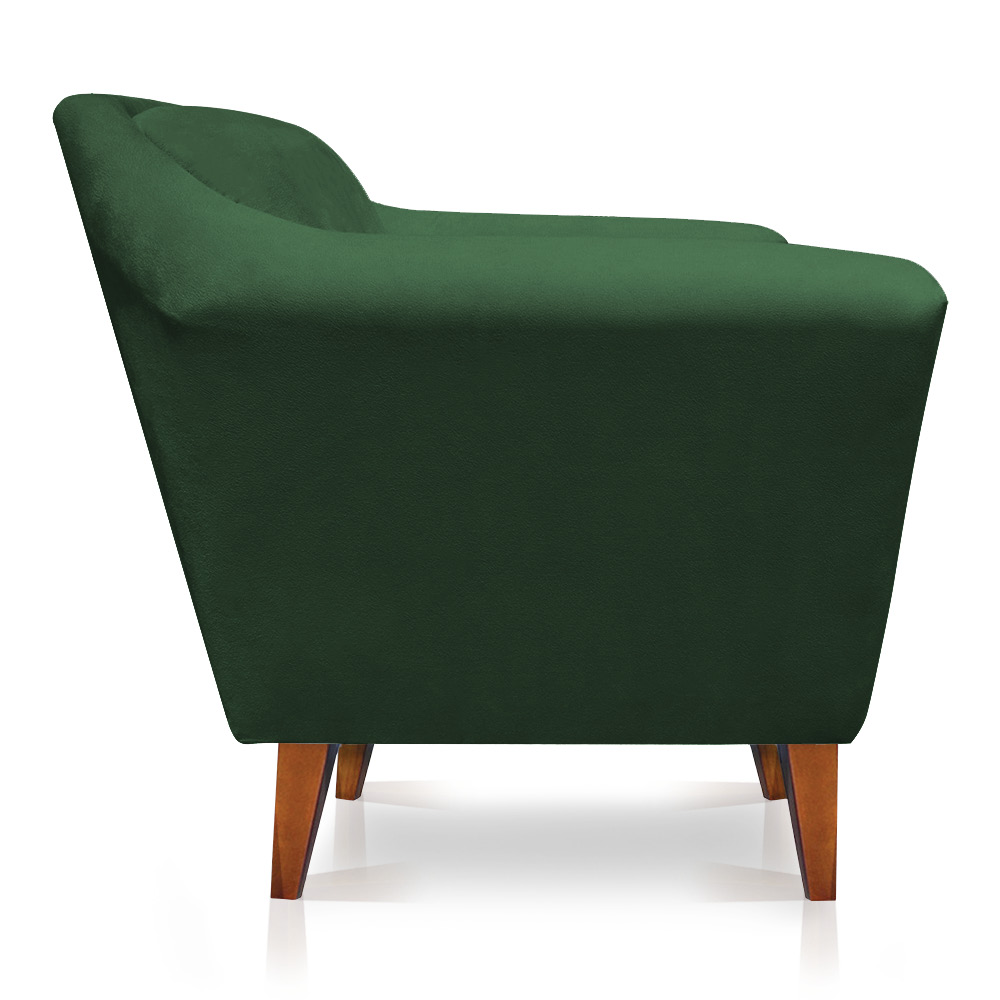 Poltrona Decorativa Pérsia Suede Verde Pés Chanfrado Castanho - Pallazio