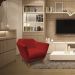 Poltrona Decorativa Pérsia Suede Vermelho Pés Chanfrado Castanho - Pallazio