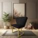 Poltrona Flor Corano Preto Base Metálica Industrial Dourado - Pallazio