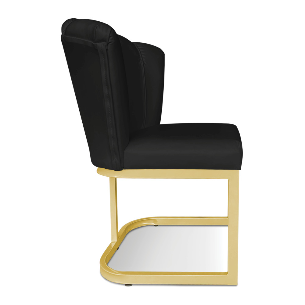Poltrona Flor Corano Preto Base Metálica Industrial Dourado - Pallazio