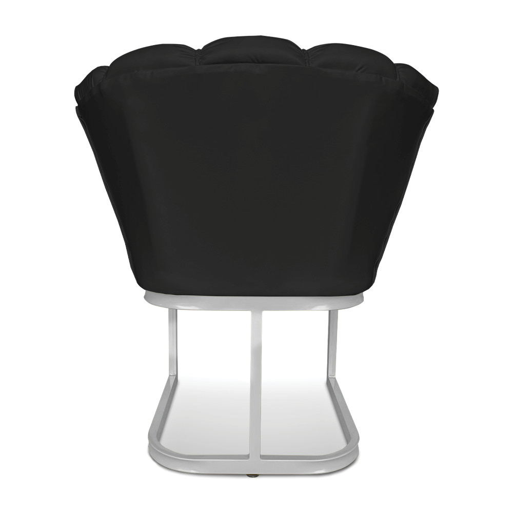 Poltrona Flor Corano Preto Base Metálica Industrial Prata - Pallazio