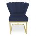 Poltrona Flor Veludo Azul Marinho Base Metálica Industrial Dourado - Pallazio