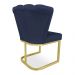 Poltrona Flor Veludo Azul Marinho Base Metálica Industrial Dourado - Pallazio