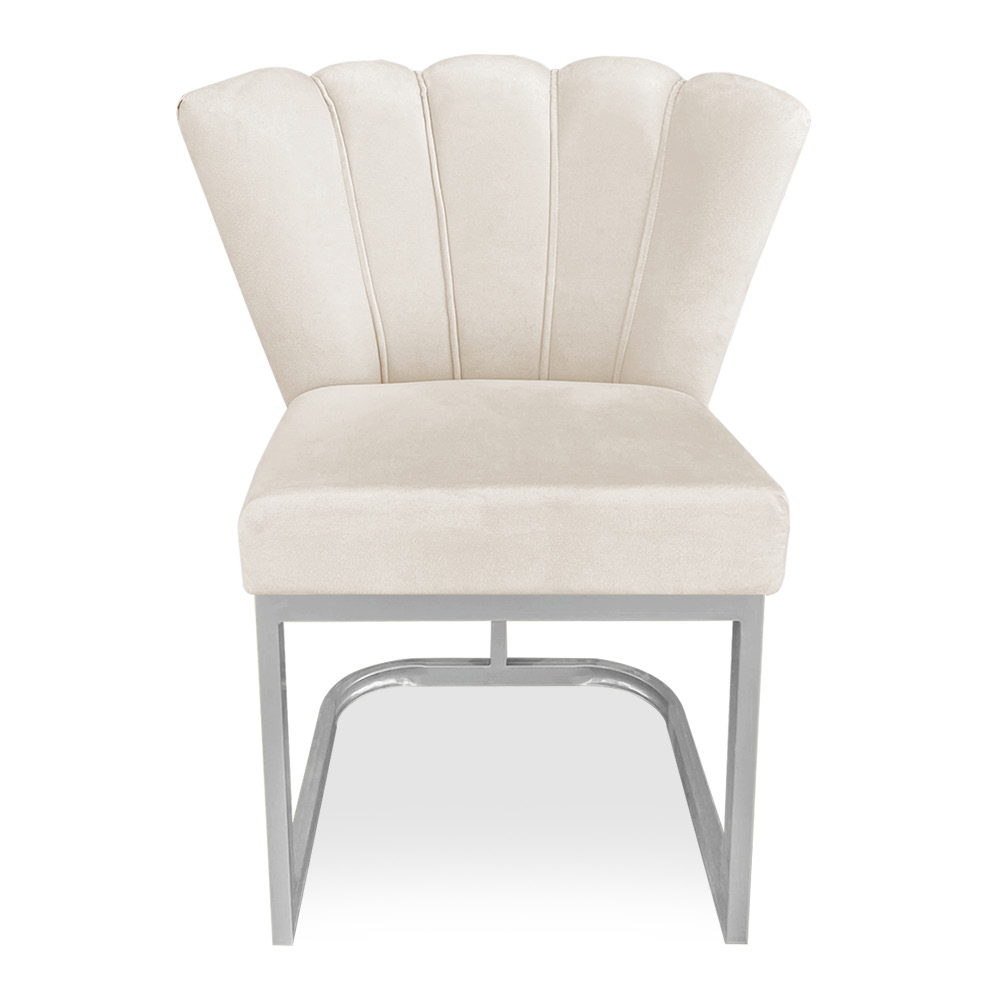 Poltrona Flor Veludo Base Metálica Industrial Prata - Pallazio