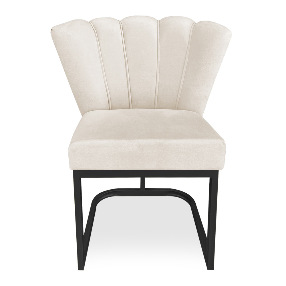 Poltrona Flor Veludo Base Metálica Industrial Preto - Pallazio