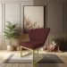 Poltrona Flor Veludo Marsala Base Metálica Industrial Dourado - Pallazio