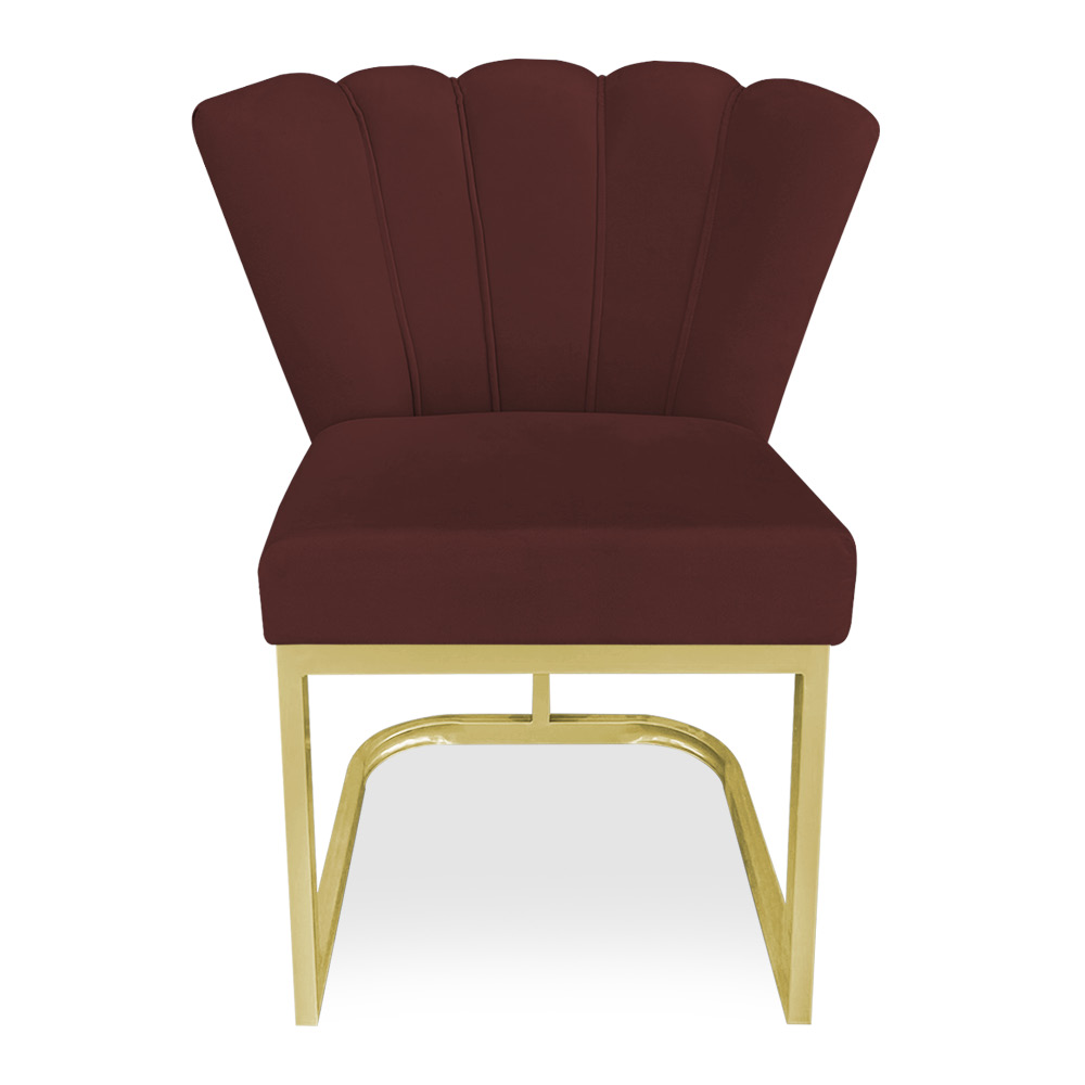 Poltrona Flor Veludo Marsala Base Metálica Industrial Dourado - Pallazio