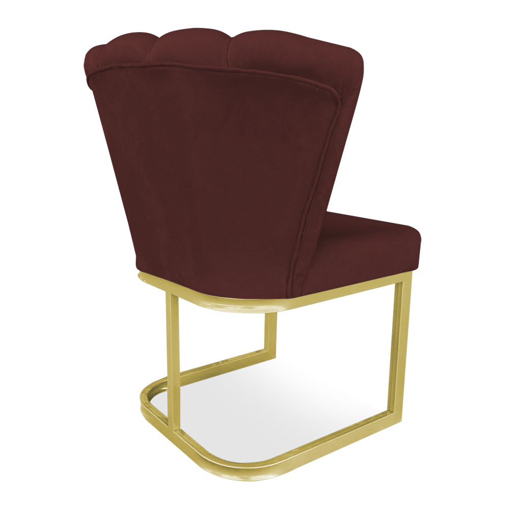Poltrona Flor Veludo Marsala Base Metálica Industrial Dourado - Pallazio