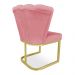 Poltrona Flor Veludo Rosê Base Metálica Industrial Dourado - Pallazio