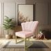 Poltrona Flor Veludo Rosa Bebê Base Metálica Industrial Dourado - Pallazio