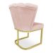 Poltrona Flor Veludo Rosa Bebê Base Metálica Industrial Dourado - Pallazio