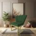 Poltrona Flor Veludo Verde Base Metálica Industrial Dourado - Pallazio