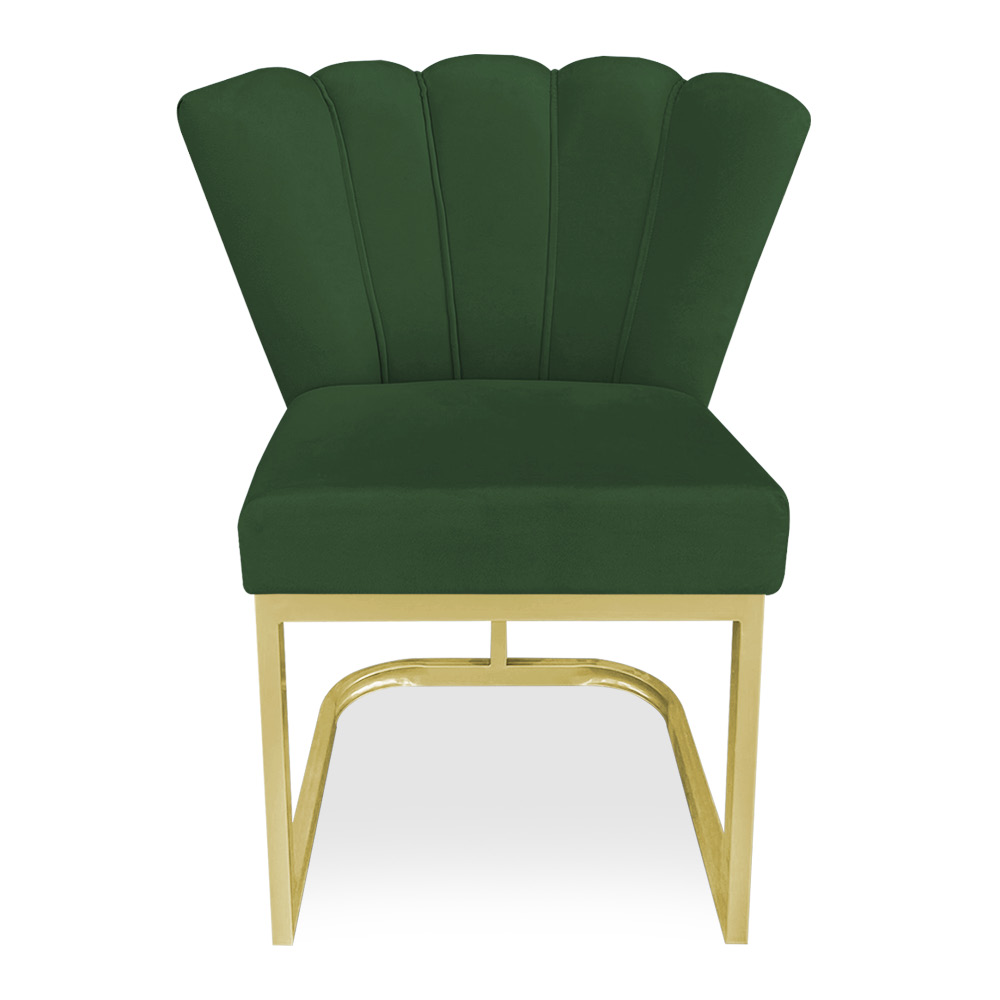 Poltrona Flor Veludo Verde Base Metálica Industrial Dourado - Pallazio