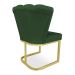 Poltrona Flor Veludo Verde Base Metálica Industrial Dourado - Pallazio
