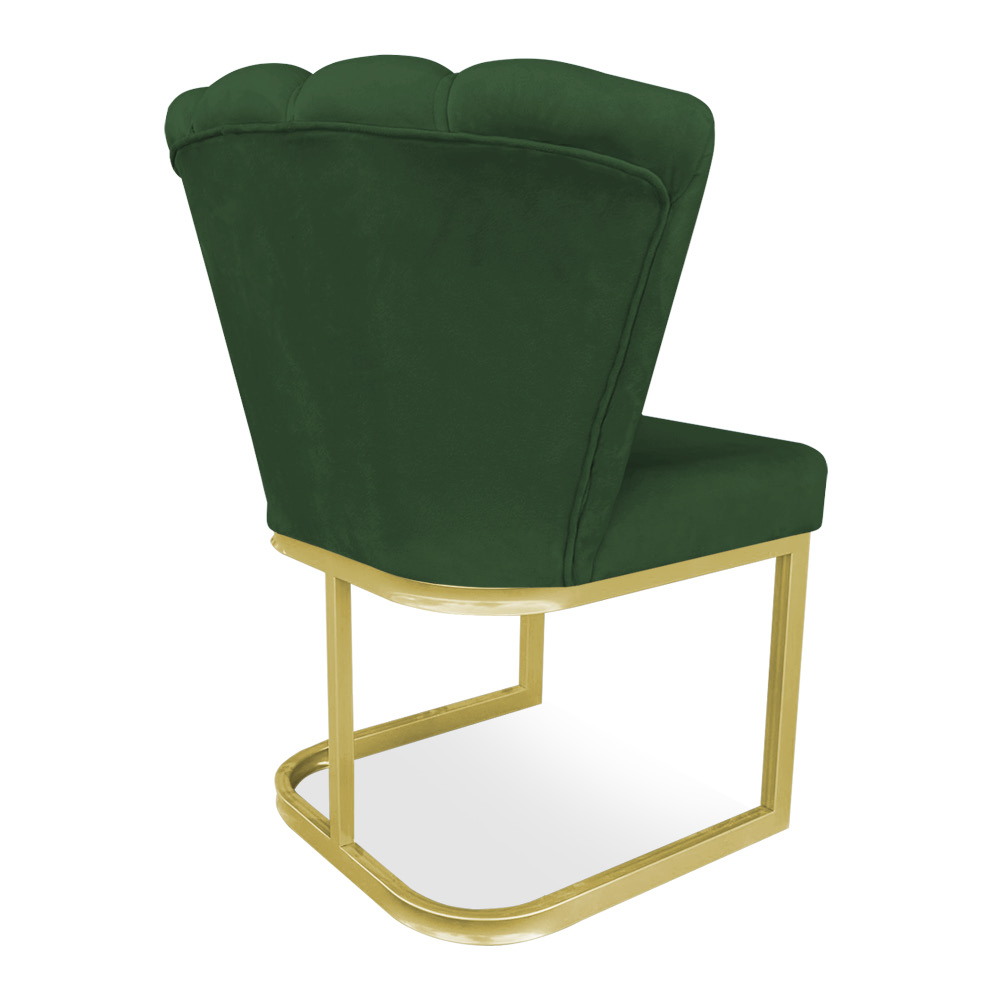 Poltrona Flor Veludo Verde Base Metálica Industrial Dourado - Pallazio
