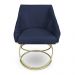 Poltrona Luxo Alana Suede Azul Marinho Base de Ferro Dourado - Pallazio