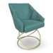 Poltrona Luxo Alana Suede Azul Turquesa Base de Ferro Dourado - Pallazio