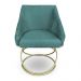 Poltrona Luxo Alana Suede Azul Turquesa Base de Ferro Dourado - Pallazio