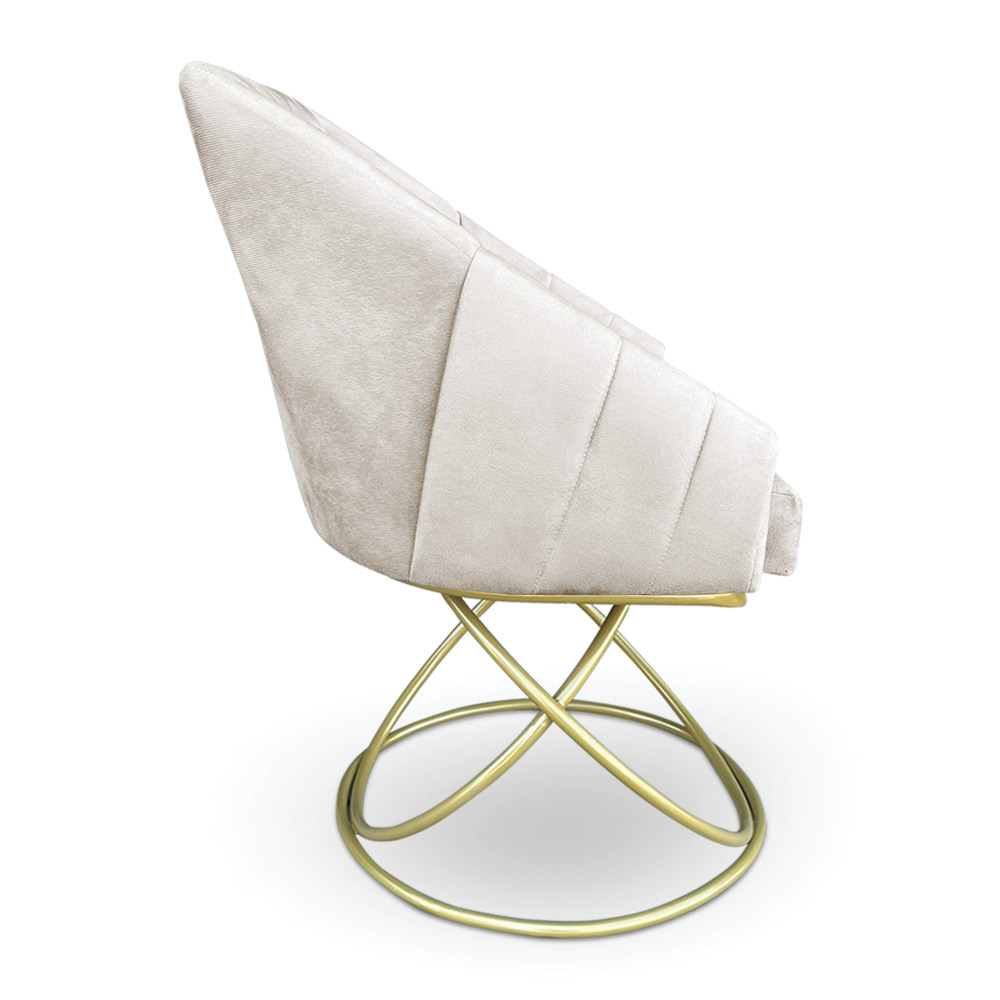 Poltrona Luxo Alana Suede Base de Ferro Dourado - Pallazio