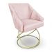 Poltrona Luxo Alana Suede Rosa Bebê Base de Ferro Dourado - Pallazio