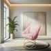 Poltrona Luxo Alana Suede Rosa Bebê Base de Ferro Dourado - Pallazio